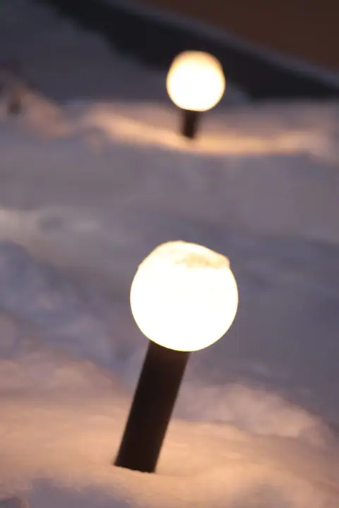 Garden light in snow