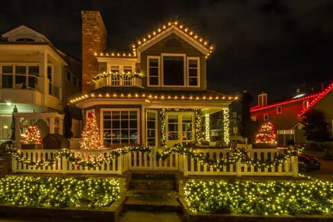 House with Christmas lights