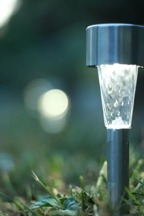 Close-up of a light in the grass