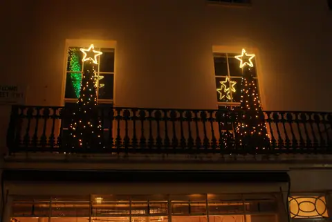 Star lights on a balcony